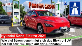 Hyundai Kona Elektro 2021: Autobahn-Verbrauchstest bei 100 bzw. 130 km/h mit HINDERNISSEN 🤬