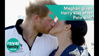 Meghan, Duchess of Sussex, gives Prince Harry big kiss after Sentebale Polo Cup win