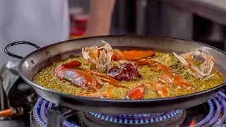 Lobster paella, dried seafood rice