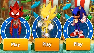 Sonic Dash - Spiderhog vs Super Sonic vs Sonic EXE Mods - All 60 Characters Unlocked Gameplay Live