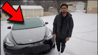 Drifting My Tesla Model 3 In The Snow *bad idea*