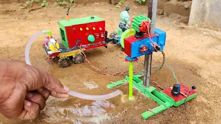 Mini motor borewell drilling machine | diy tractor water pump | Submersible | Science project