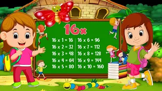 Table of 16 | Rhythmic Table of Sixteen | Learn Multiplication Table of 16 x 1 = 16