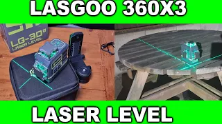 LASGOO Laser Level Self Levelling 360°x3 Green Cross Line Laser Tool Unboxing & Demonstration