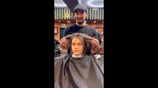 Boys with long hair get a buzzcut - Before and After [23D26B]