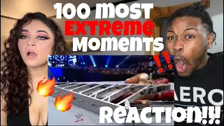 WWE 100 Cool extreme moments Part 2 REACTION!!!// HOW THEY NOT DEAD !?