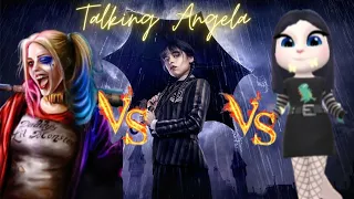 Who Will Prevail: Angela Vs Wednesday Addams Vs Harley Quinn? | my talking angela 2