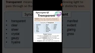 Synonyms of Transparent ll IELTS vocabulary