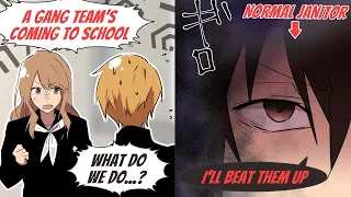 I'm a dull school janitor but I saved the students from a gang attacking the school【Manga dub】