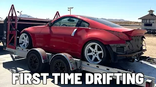MY FIRST TIME SLIDING A CAR - 350Z DRIFT MISSILE AT APPLE VALLEY SPEEDWAY