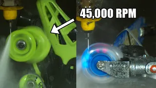 45,000 RPM Roller Skate Wheel Explosion With Waterjet