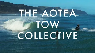 The Aotea Tow Collective - tow foiling Muriwai, New Zealand.