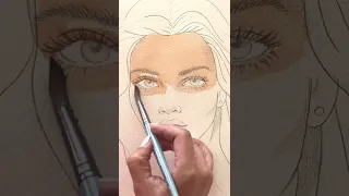 pretty girl’s face painting with watercolor