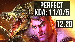 RENEKTON vs JAYCE (TOP) | 11/0/5, 10 solo kills, 1300+ games, Legendary | KR Master | 12.20