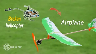 Broken rc helicopter converted to Airplane │S-DiY