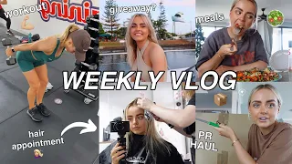 WEEKLY VLOG | HAIR APPOINTMENT | PR HAUL | HEALTHY MEALS | A GIVEAWAY? | WORKOUTS | Conagh Kathleen