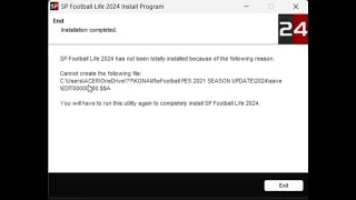 Cara Install | SP Football Life 2024 has not been totally installed because of the following reason