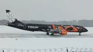 Руление , Взлет . Embraer E195[ Zubrolet Livery ] EW-400PO Minsk National Airport