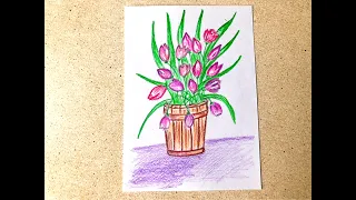 РИСОВАНИЕ для детей // Рисунок Цветы карандашами // How to draw