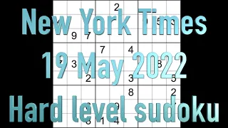 Sudoku solution – New York Times sudoku 19 May 2022 Hard level