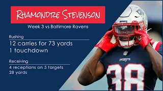 Rhamondre Stevenson RB New England Patriots | Every run & catch | 2022 | Week 3 vs Baltimore Ravens