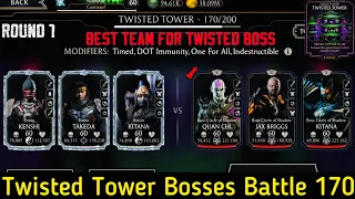 Twisted Non Fatal Tower Battle 170 Fight + Reward | Best Team For Twisted Bosses Battles | MK Mobile