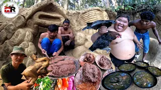 Organic Nepali Food Local Chicken Soup 🐔 and Dhido Cooking & Eating in Survival House /DHIDO MUKBANG