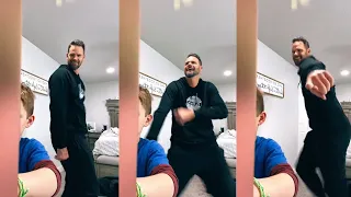 Dad dances behind son's Zoom class lesson