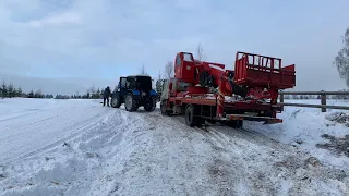 Жесть, Трактор Мтз-82 решил утащить 15 тонн. Главное верить! Водитель вышки в шоке от Мтз😂😂😂