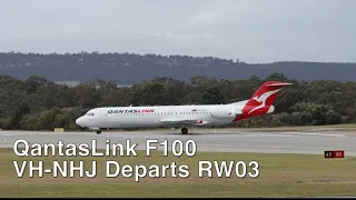 QantasLink Fokker 100 (VH-NHJ) Departs RW03 at Perth Airport (YPPH).