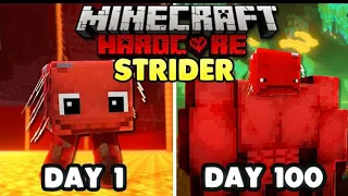 I Survived 100 Days As A STRIDER in Hardcore Minecraft | Minecraft