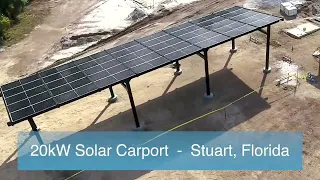 Solar Carport Construction - hurricane rated 20kW Carport in Florida using bi-facial modules