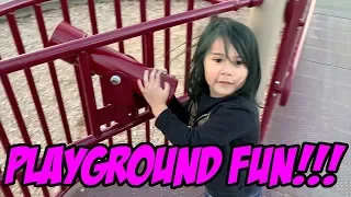 Kid ready to play on the playground