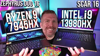 Ryzen 9 7945HX (Duo 16) vs Intel i9-13980HX (Scar 16) Benchmarks! How to Undervolt Ryzen 9 7945HX!