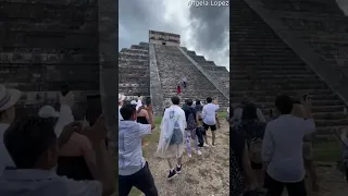 WATCH this tourist get mobbed after climbing ancient Mayan pyramid 👀 #shorts | NY Post