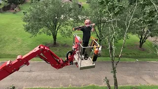 Giant maple tree removal with a CMC 92hd spider lift