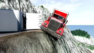 Cars Trucks vs Cliff Road #2 - beamng Drive