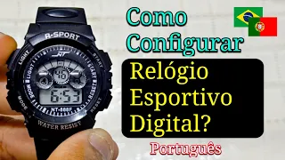 Como Configurar Hora e Data em um Relogio Esportivo Digital? (Em Português)