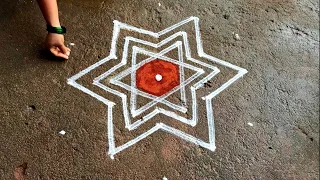 Chithirai madham star flowers kolam|easy rangoli| 5*3 dots Begginers rangoli|Easy Super rangoli