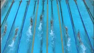 2009 WORLDS NBC M 200 free SF (Park, Phelps, Basson swimming above )