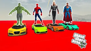 GTA 5 MEGA RAMP CHALLENGE WITH HULK VS SPIDERMAN VS THOR VS SUPERMAN