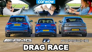 AMG GLE 53 v Porsche Cayenne Coupe v VW T-Roc R - DRAG RACE *Mat v Mum v Girlfriend*