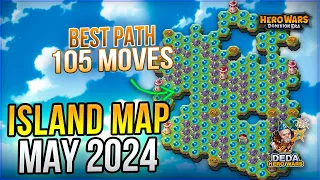 Island map - May. Best way, 105 moves for all main rewards. Hero-Wars: Dominion Era.