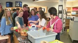 D-B biology class learns about fermentation by making kimchi