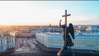St. Petersburg from the heights. White nights, drawbridges, Neva ...