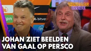 Johan ziet beelden van Van Gaal op persconferentie: 'Als hij ontspannen is, is hij leuk'