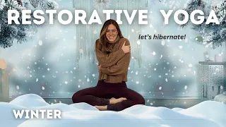 RESTORATIVE WINTER YOGA ☁️ cozy yoga to rest and reset | relaxing hibernation yoga [40 mins]