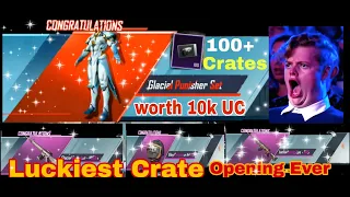 Luckiest Crate Opening Ever In BGMI | worth 10000 UC | Glacial Punisher Set Opening#Mortal