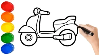 Cute scooter drawing,Colouring and Painting for Kids and Toddlers |scooter drawing @kidschart5240