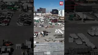 A birds eye view of the Formula 1 Grand Prix construction on the Las Vegas Strip. 🏎️ 🏁 #formula1